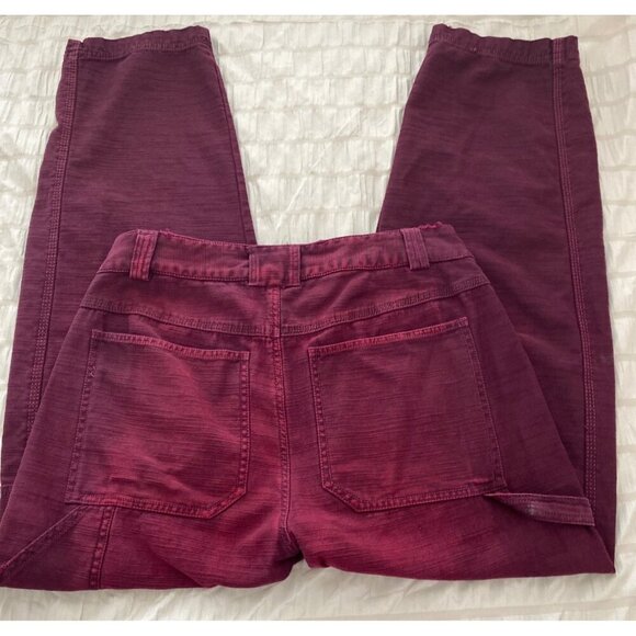 Free People Stay Awhile Carpenter Barrel Leg Pants Maroon Mulberry Sz 4 - Picture 8 of 10